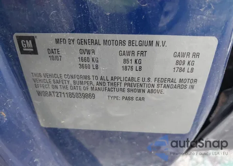 2008 Saturn Astra Xr из США, поврежденный, VIN W08AT271185039869